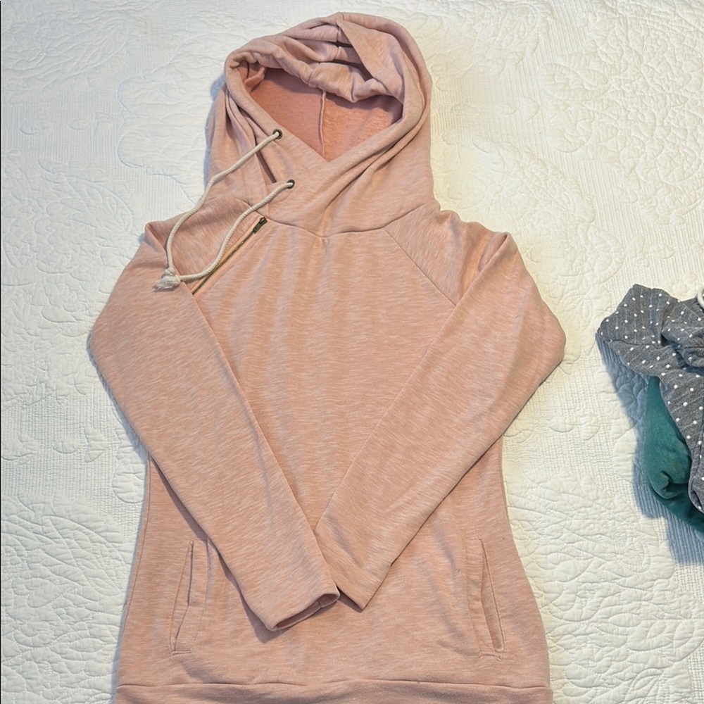 AMPERSAND AVE Pink Hooded Sweatshirt Relaxed Fit